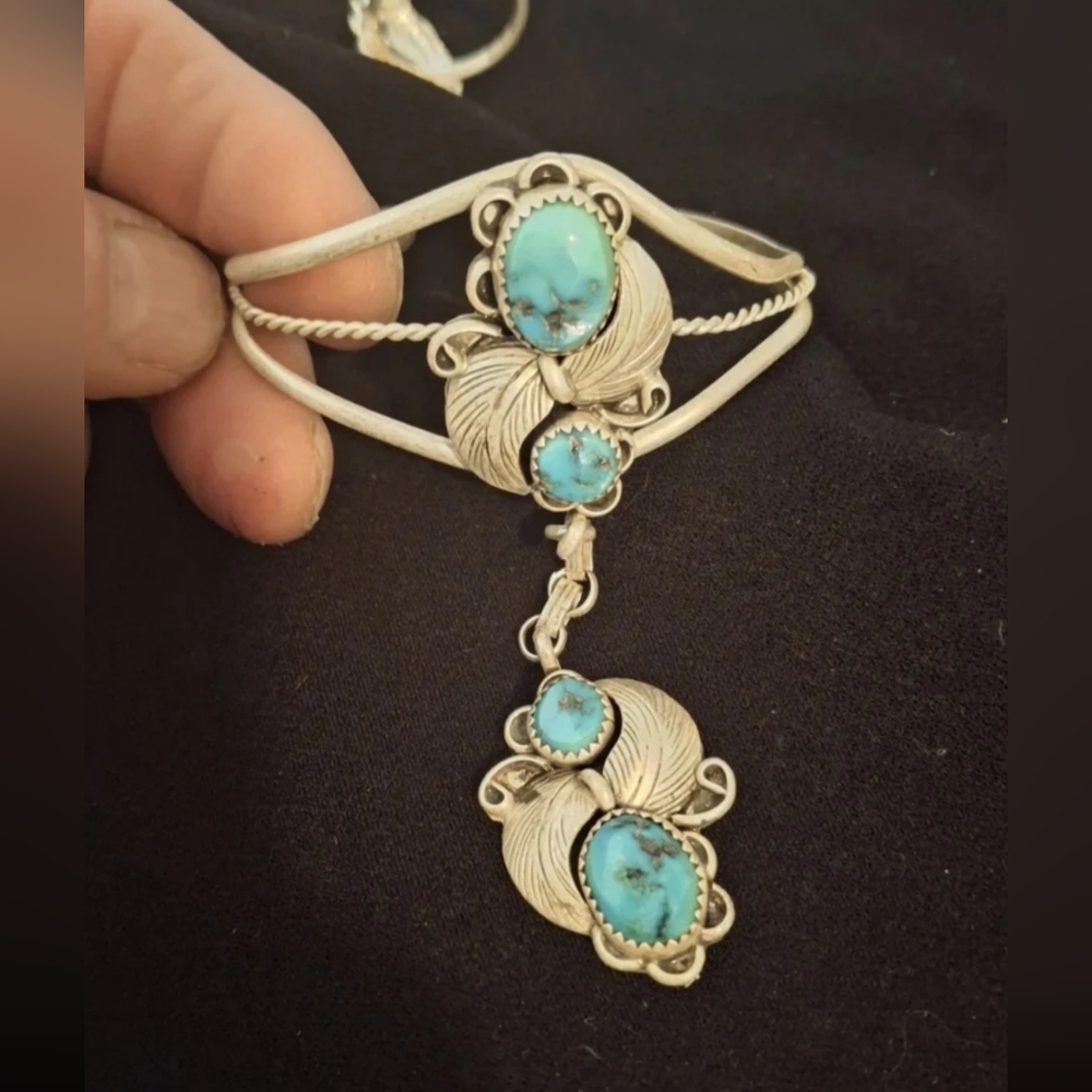 Major Sale! Sterling Silver Native American Chunky Turquoise Bracelet **No Ring.